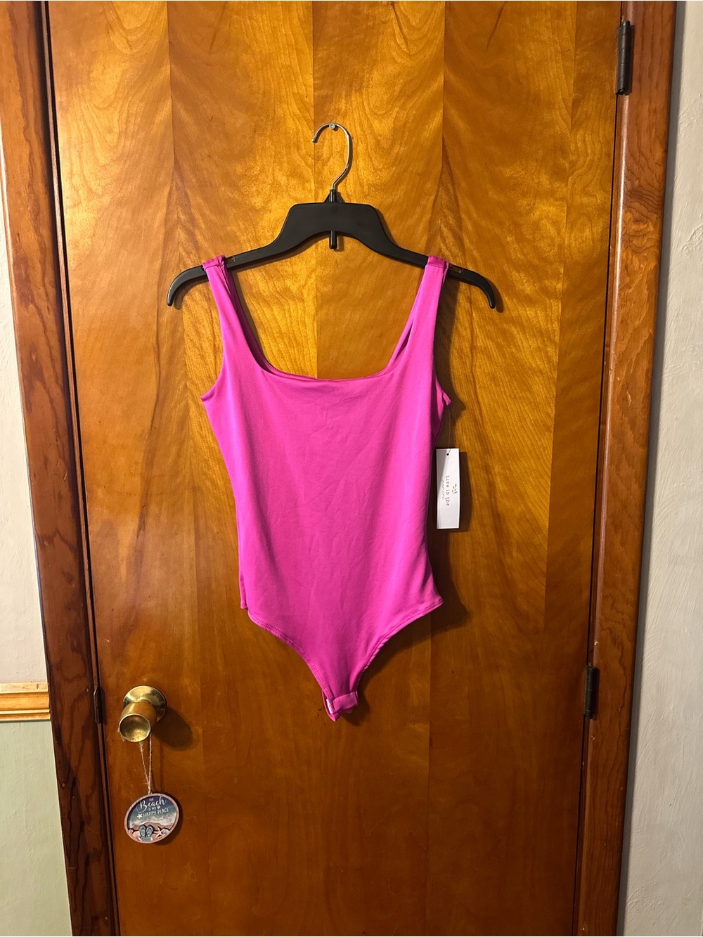 Women's Hot Pink Scoop Neck Bodysuit NWT